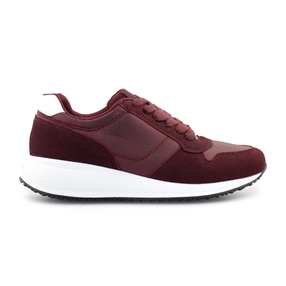 Ανδρικά sneakers μονόχρωμα με λευκή σόλα Μπορντώ