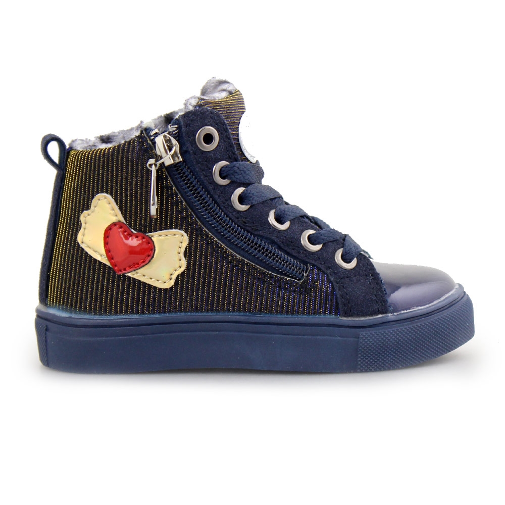 Παιδικά sneakers με σχέδιο και φερμουάρ Μπλε