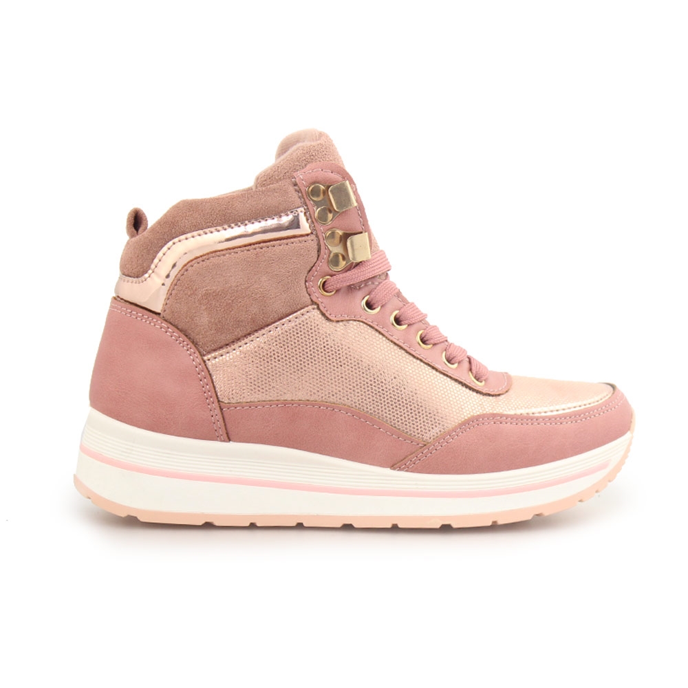 Γυναικεία sneakers μποτάκια κροκό Ροζ