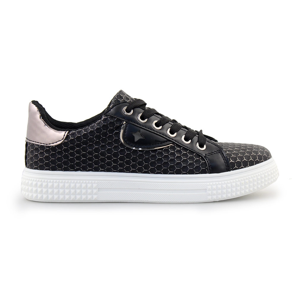 Γυναικεία sneakers με μεταλλιζέ πλέγμα Μαύρο