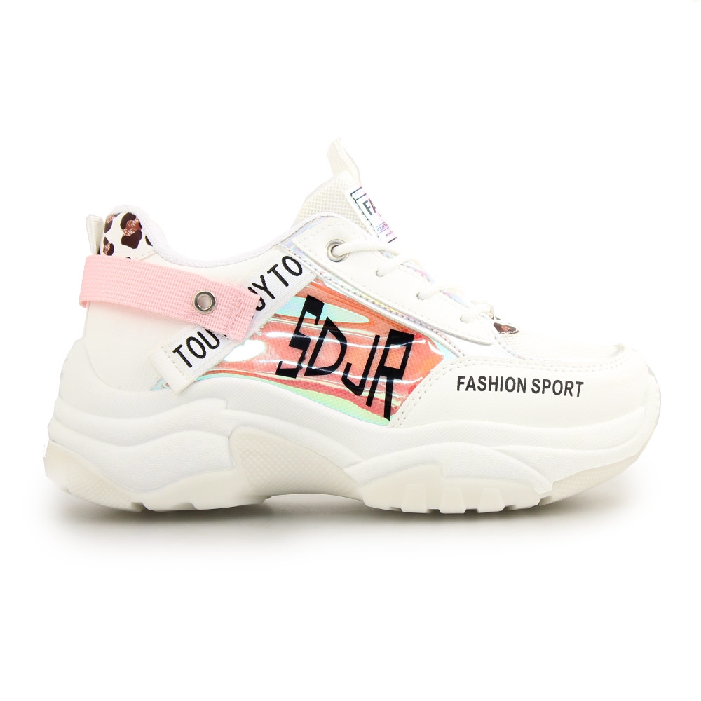 Γυναικεία sneakers με μεταλλιζέ λεπτομέρειες Λευκό