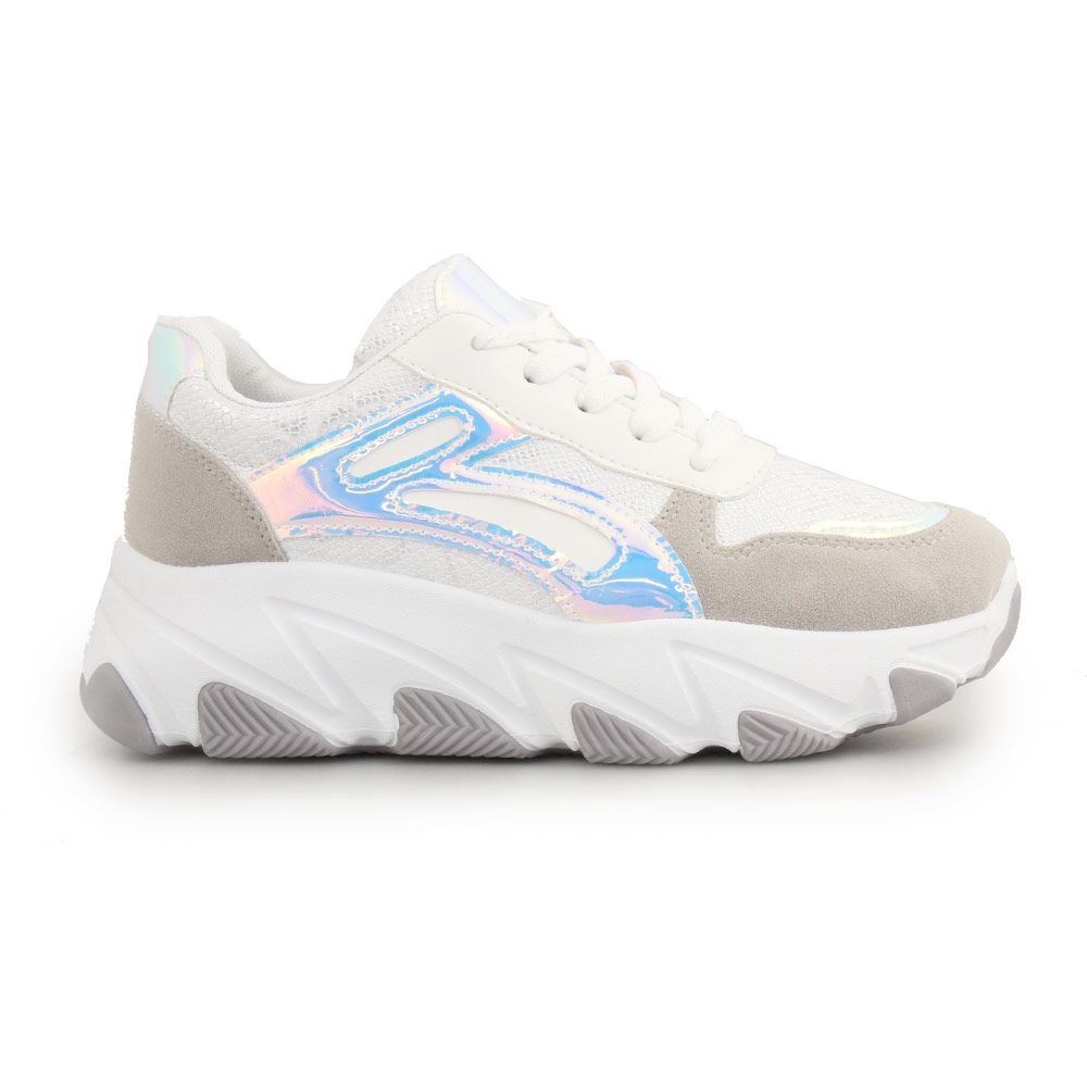 Γυναικεία sneakers με snake skin μοτίβο Λευκό