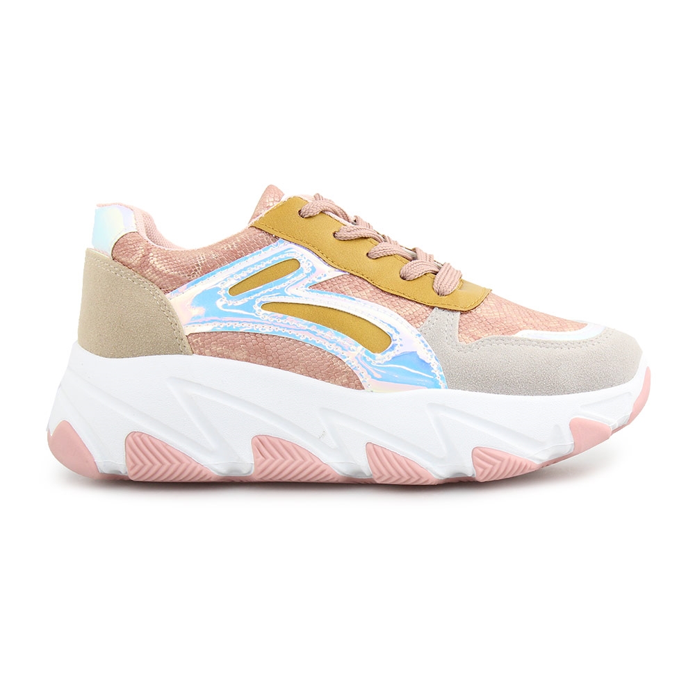 Γυναικεία sneakers με snake skin μοτίβο Ροζ