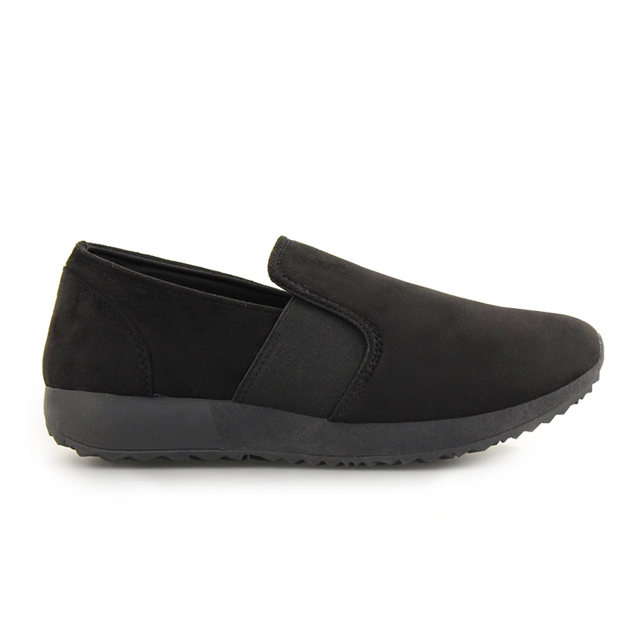 Γυναικεία loafers μονόχρωμα με λάστιχο Μαύρο