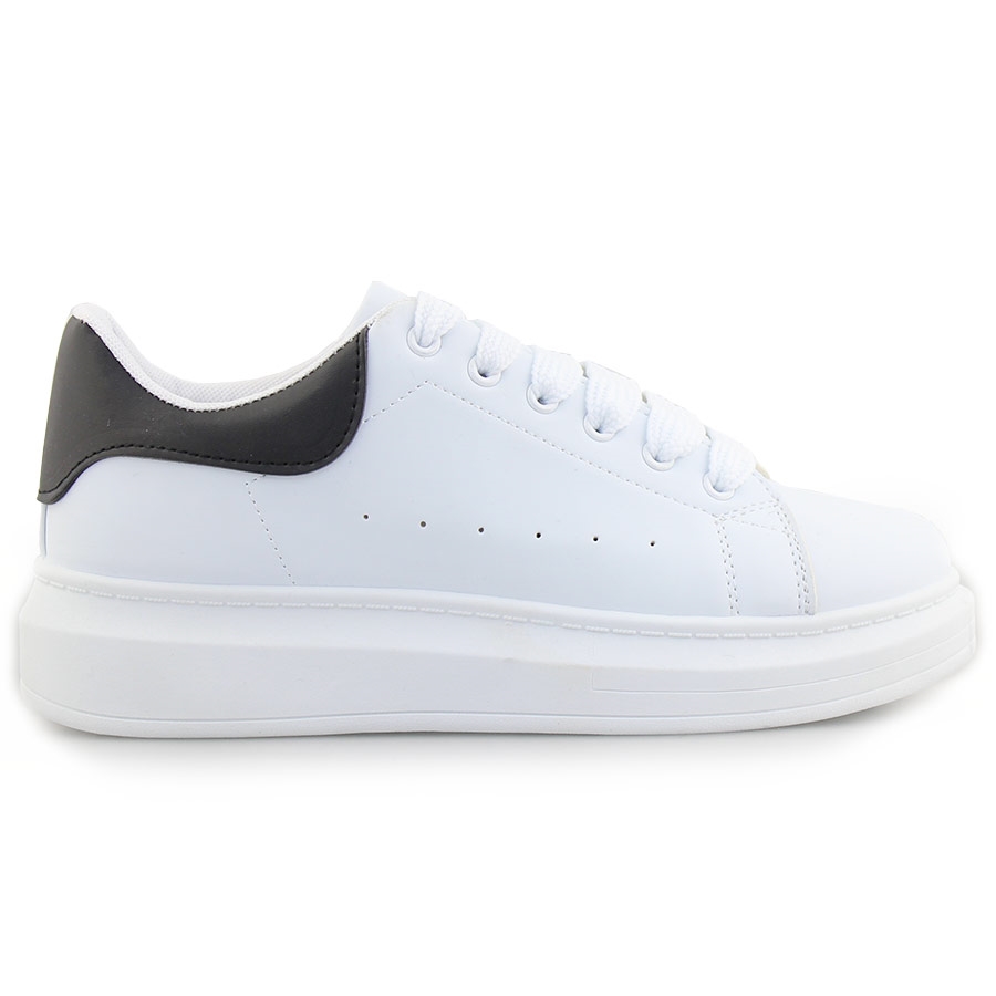 Ανδρικά sneakers μονόχρωμα με λεπτομέρεια Λευκό/Μαύρο