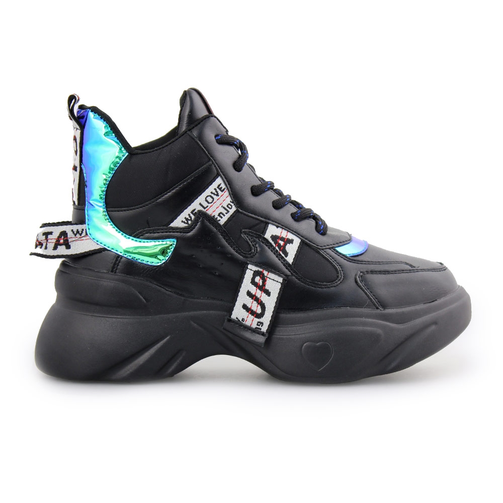 Γυναικεία sneakers με διακοσμητικό ύφασμα Μαύρο