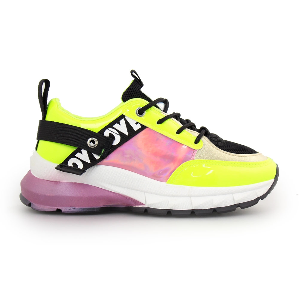 Γυναικεία sneakers με μεταλλιζέ λεπτομέρειες Κίτρινο