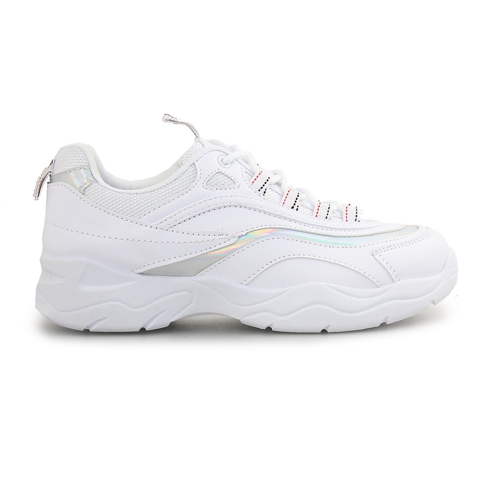 Γυναικεία sneakers με μεταλλιζέ λεπτομέρεια Λευκό/Ασημί