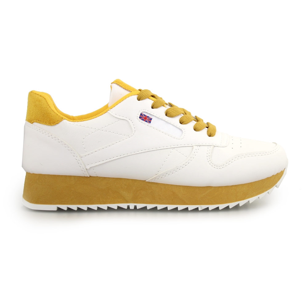 Γυναικεία sneakers δίχρωμα Λευκό/Κίτρινο