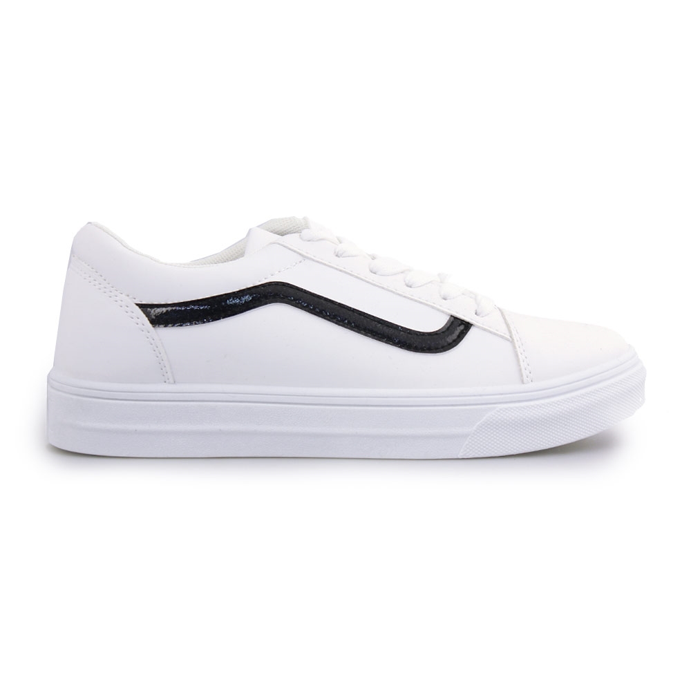 Γυναικεία sneakers με λεπτομέρεια με glitter Λευκό/Μαύρο