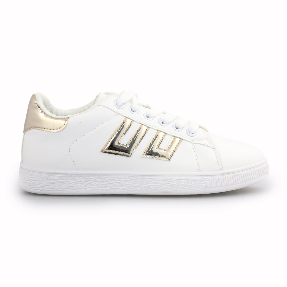 Γυναικεία sneakers με λεπτομέρειες Λευκό/Χρυσό