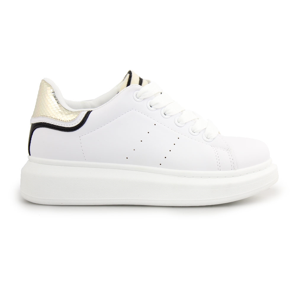 Γυναικεία sneakers με animal print λεπτομέρεια Λευκό/Χρυσό