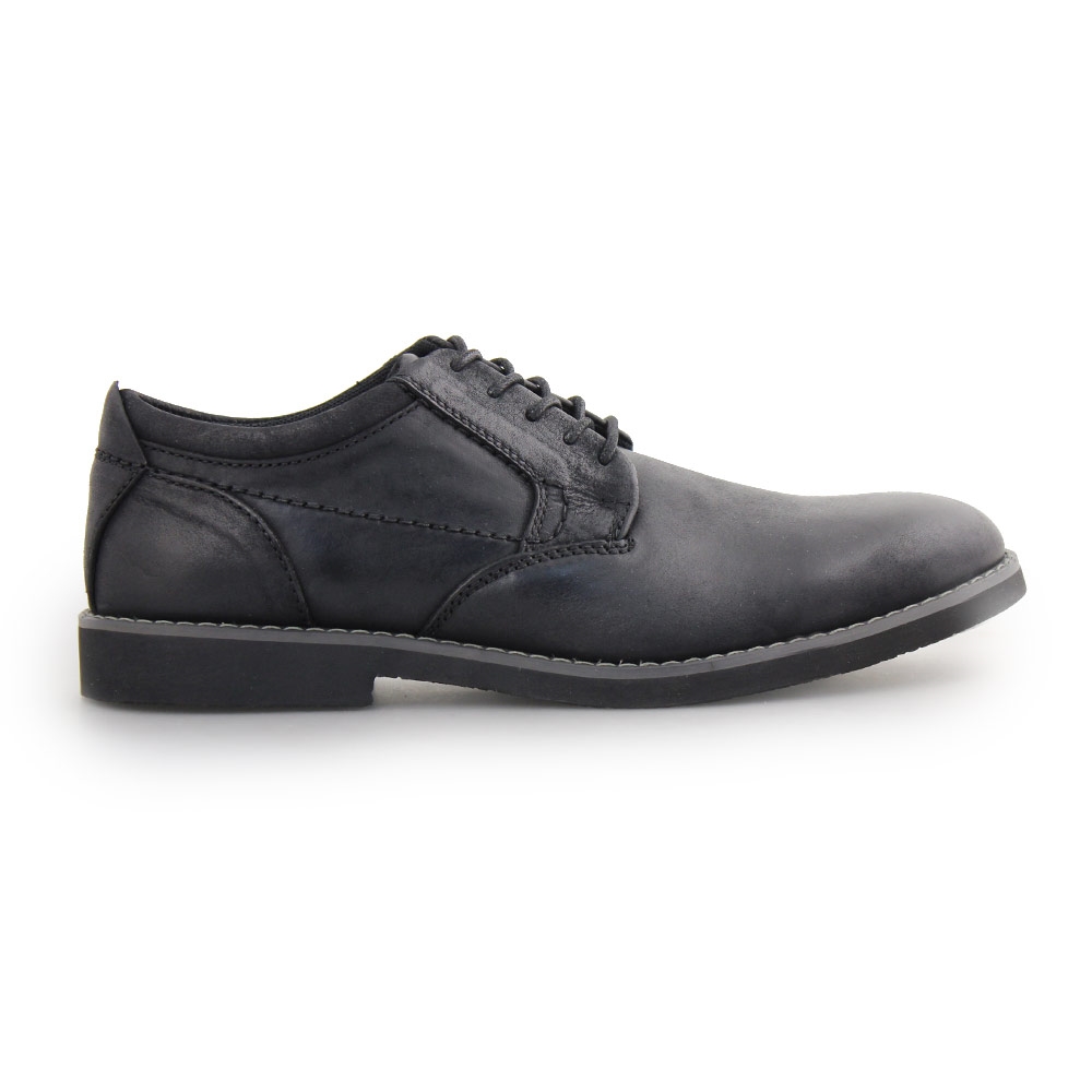 Ανδρικά loafers δερμάτινα με ραφές Μαύρο