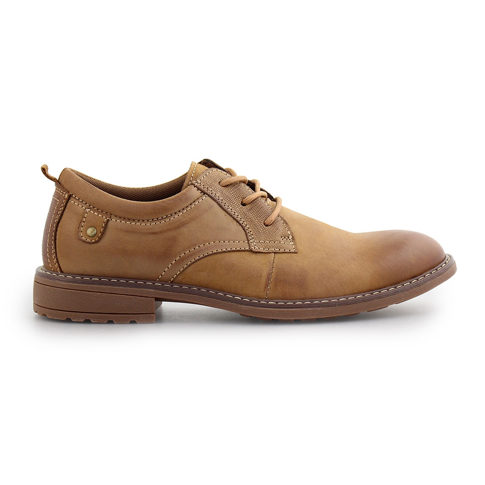 Ανδρικά loafers δερμάτινα με ανάγλυφο σχέδιο Κάμελ