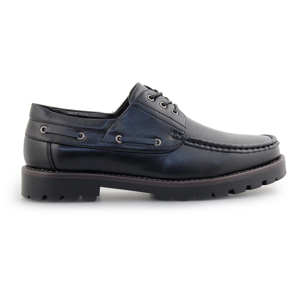 Ανδρικά loafers με τρακτερωτή σόλα και κορδόνια Μαύρο