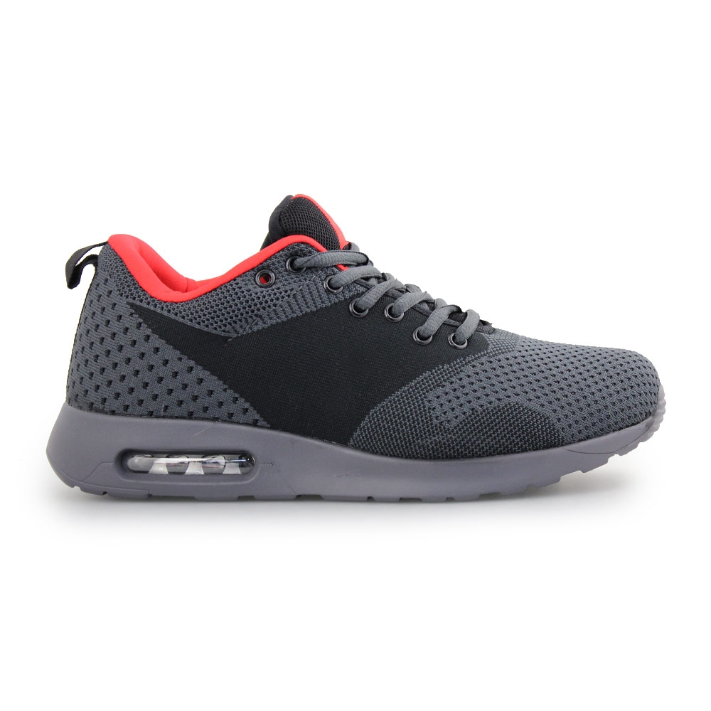 Ανδρικά Sneakers με πλεκτό σχέδιο και αερόσολα Μαύρο/Γκρι