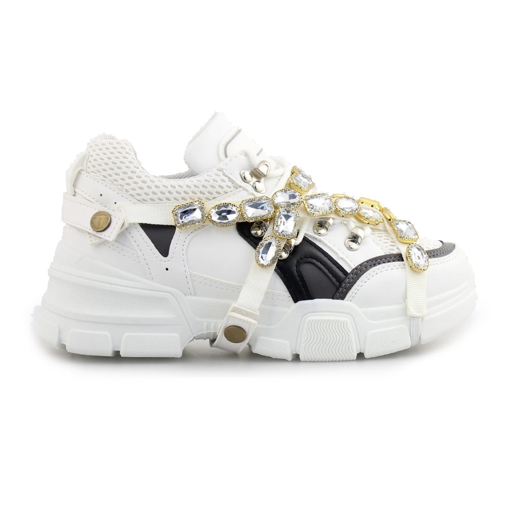 Γυναικεία sneakers με αποσπώμενο διακοσμητικό Λευκό