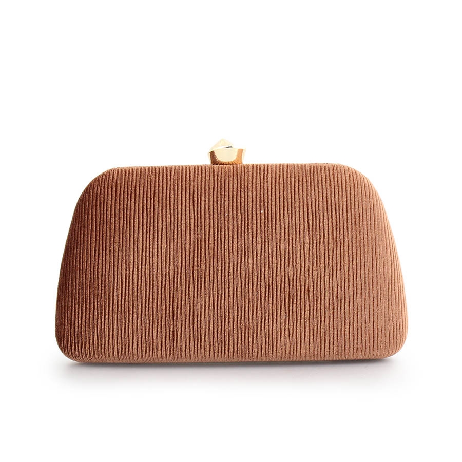 Γυναικείοι φάκελοι clutch βελουτέ ανάγλυφοι Καφέ