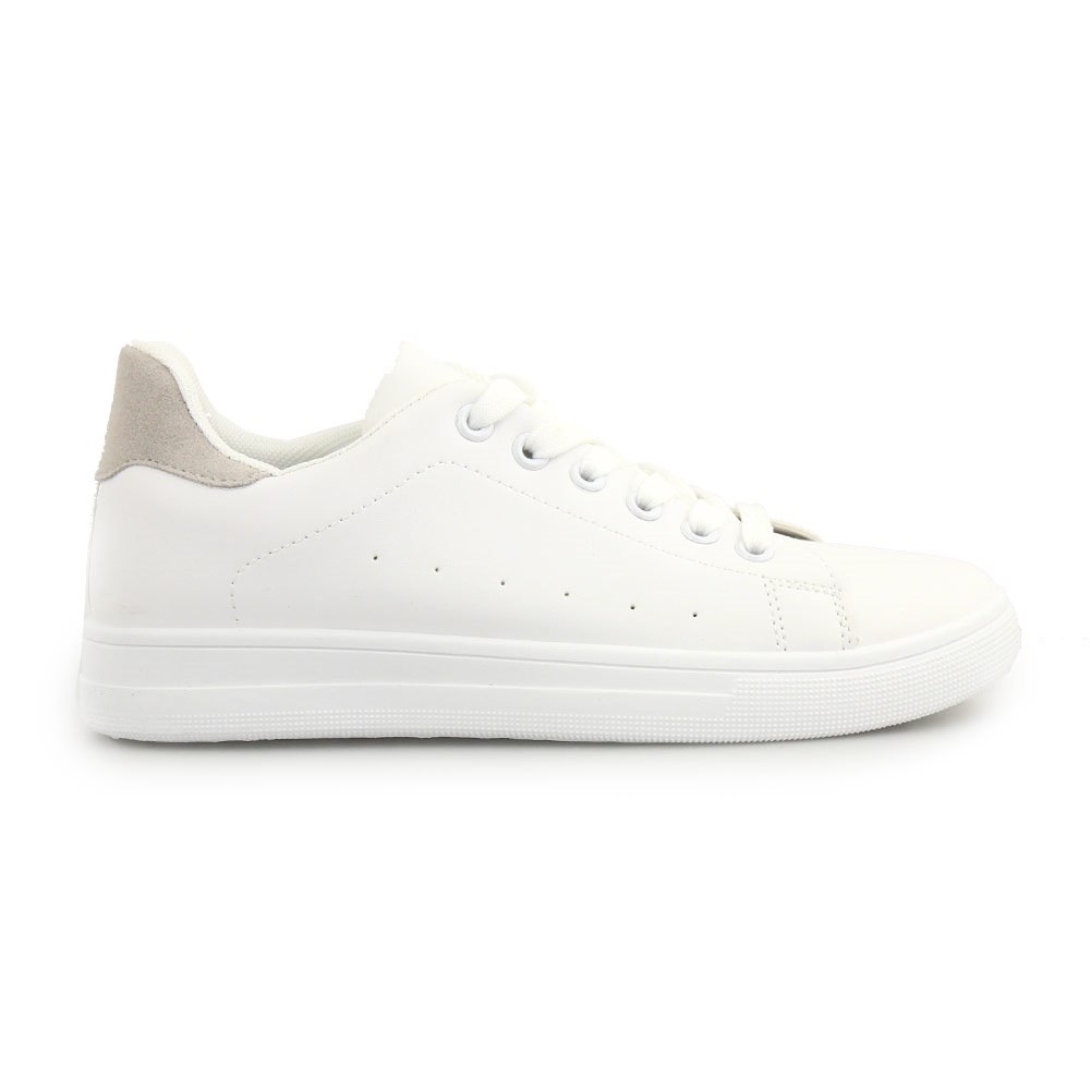 Γυναικεία sneakers μονόχρωμα με λεπτομέρεια Λευκό/Γκρι
