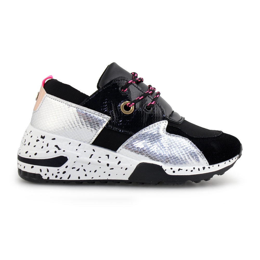 Γυναικεία sneakers με μοτίβο Μαύρο/Ασημί
