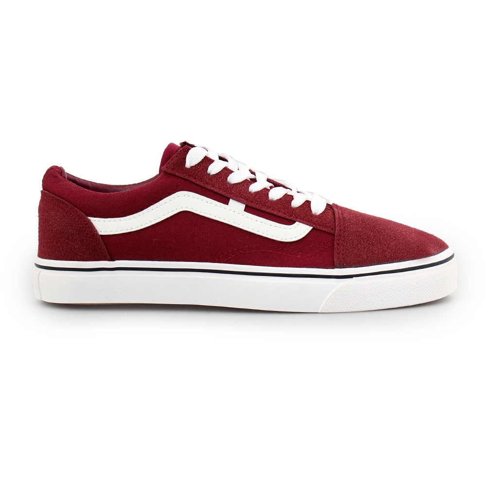 Γυναικεία sneakers με λευκή ρίγα Μπορντώ