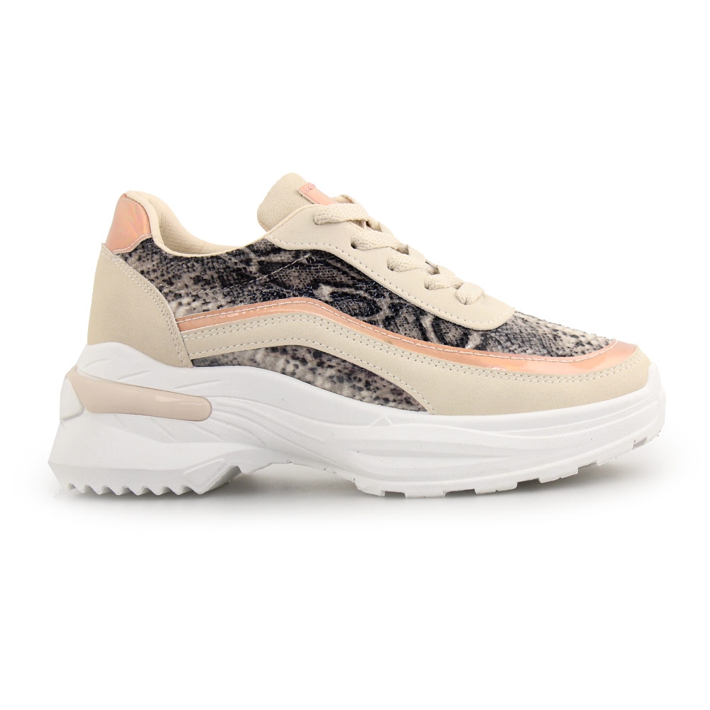 Γυναικεία sneakers με animal print μοτίβο Μπεζ