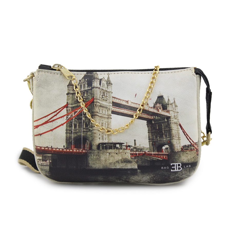 Γυναικείες τσάντες ώμου με print London bridge Μπεζ