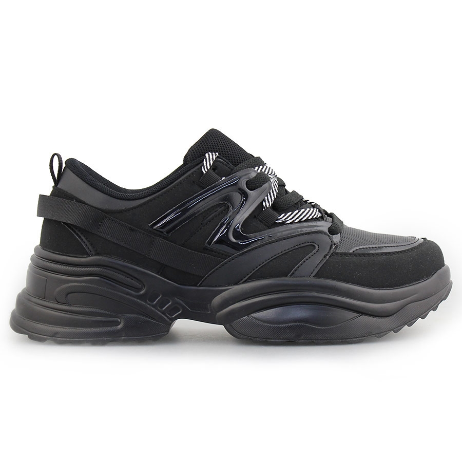 Ανδρικά sneakers με ριγέ κορδόνια Μαύρο