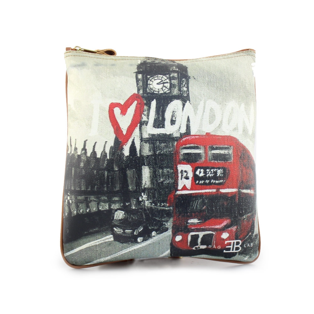 Γυναικείες τσάντες ώμου με print London Μαύρο