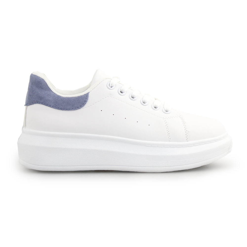 Γυναικεία sneakers μονόχρωμα με λεπτομέρεια Λευκό/Μπλε
