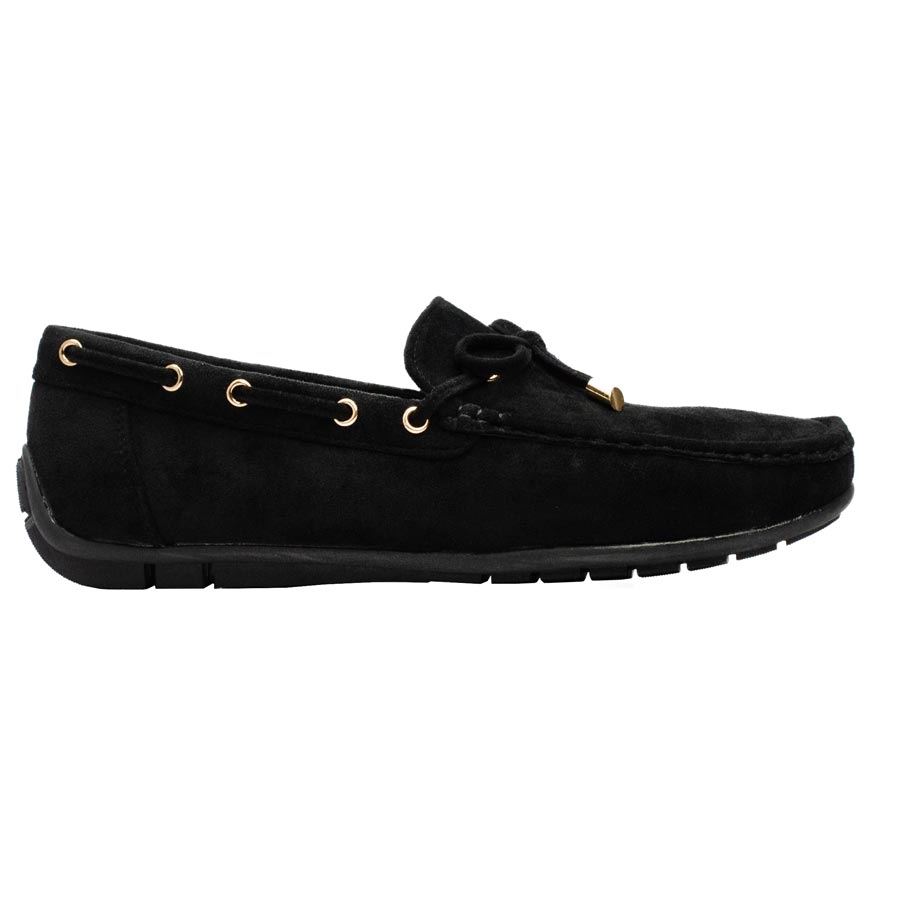 Ανδρικά loafers με διακοσμητικά κορδόνια και χρυσές λεπτομέρειες Μαύρο