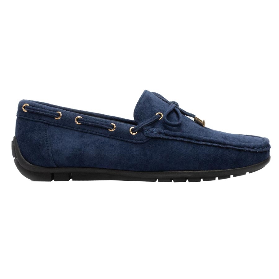 Ανδρικά loafers με διακοσμητικά κορδόνια και χρυσές λεπτομέρειες Μπλε