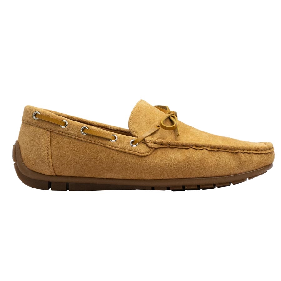 Ανδρικά loafers με διακοσμητικά κορδόνια Κάμελ