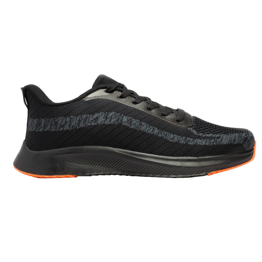 Ανδρικά sneakers μονόχρωμα με λεπτομέρεια Μαύρο/Πορτοκαλί