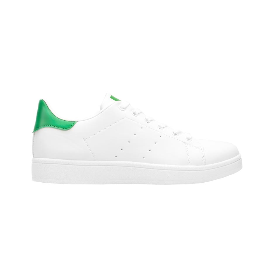 Ανδρικά sneakers μονόχρωμα με λεπτομέρεια Λευκό/Πράσινο