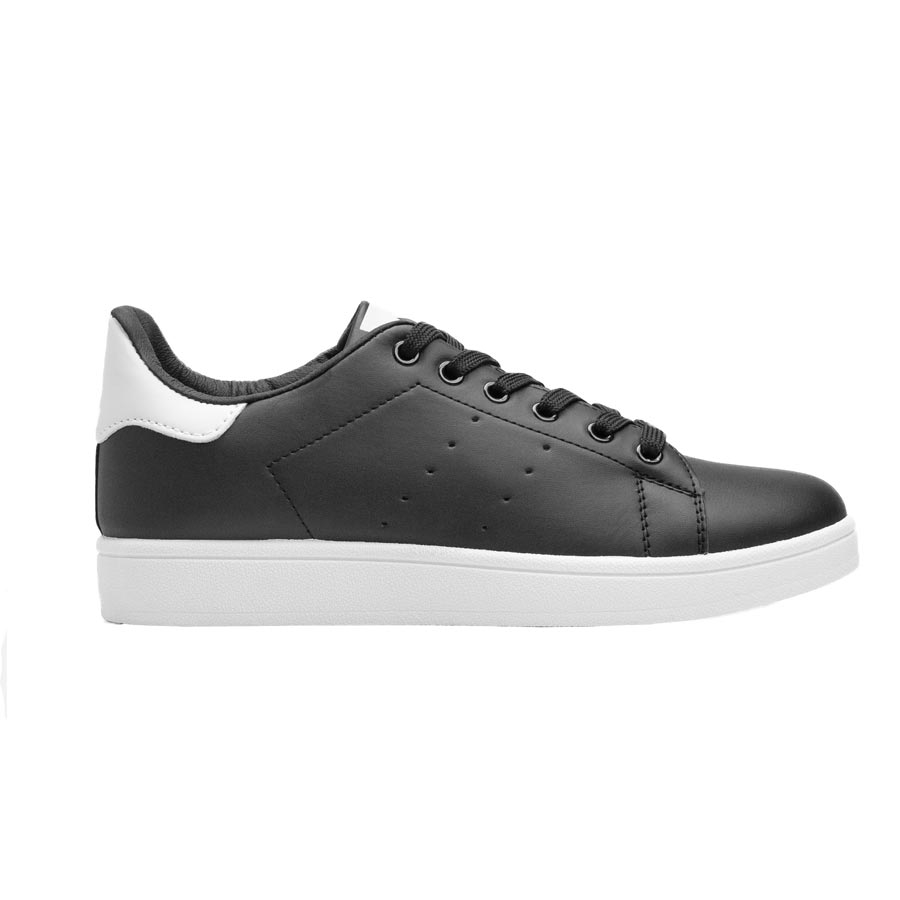 Ανδρικά sneakers μονόχρωμα με λεπτομέρεια Μαύρο/Λευκό