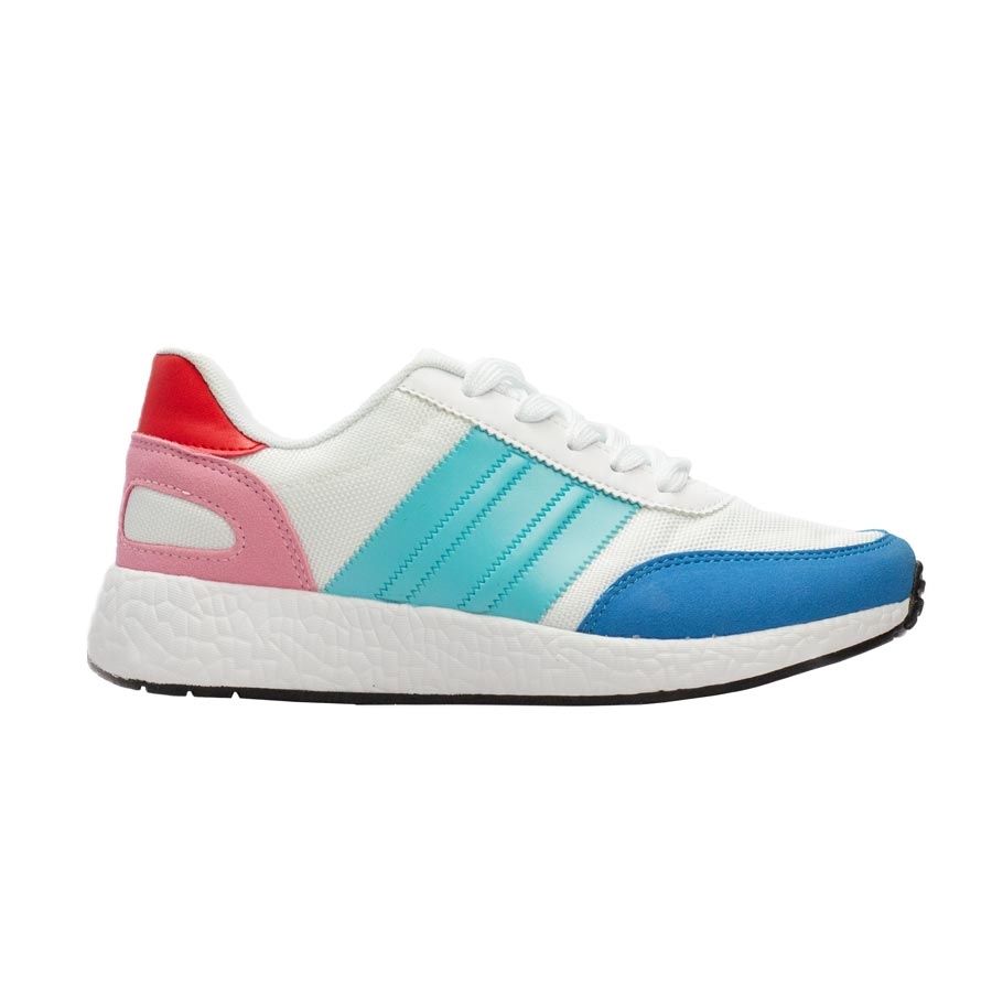 Γυναικεία sneakers με πολύχρωμα σχέδια Μπλέ/Πράσινο/Λευκό