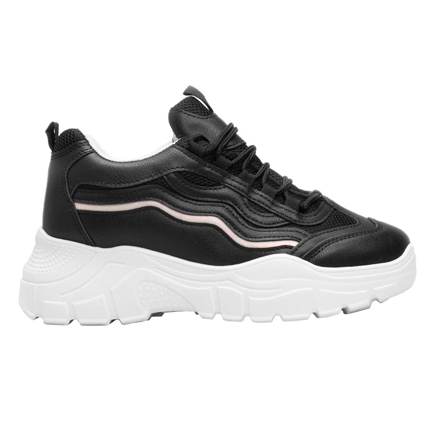 Γυναικεία sneakers μονόχρωμα Μαύρο/Λευκό