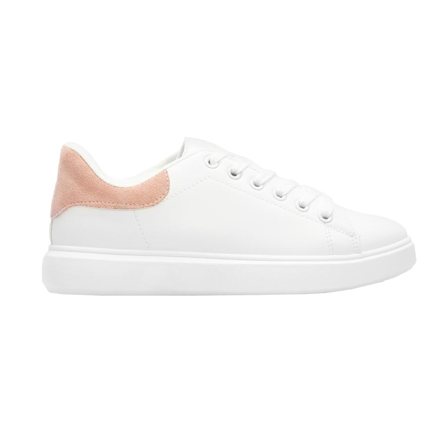 Γυναικεία sneakers μονόχρωμα Λευκό/Ροζ