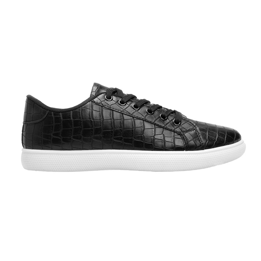 Ανδρικά sneakers μονόχρωμα με κροκό Μαύρο/Λευκό