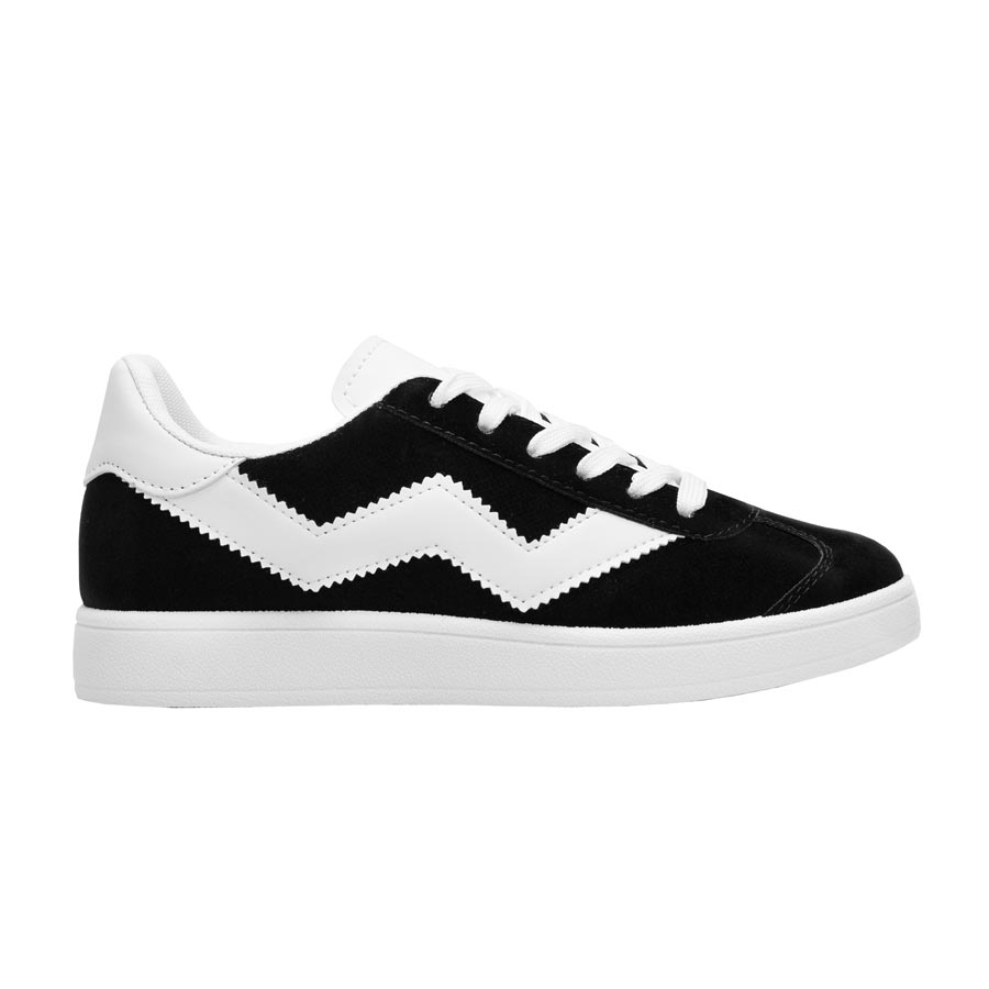 Γυναικεία sneakers με λευκή ρίγα Μαύρο/Λευκό