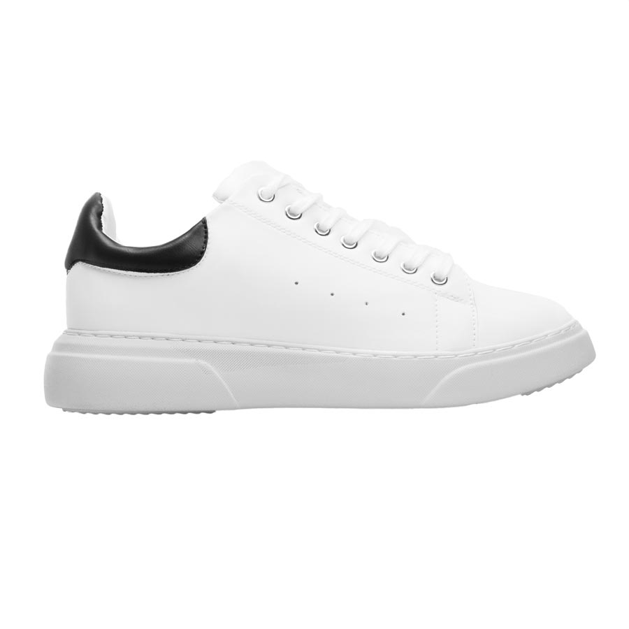 Ανδρικά sneakers μονόχρωμα με λεπτομέρεια Λευκό/Μαύρο