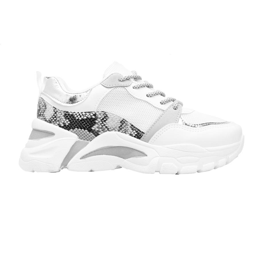 Γυναικεία sneakers με κροκό λεπτομέρειες Λευκό