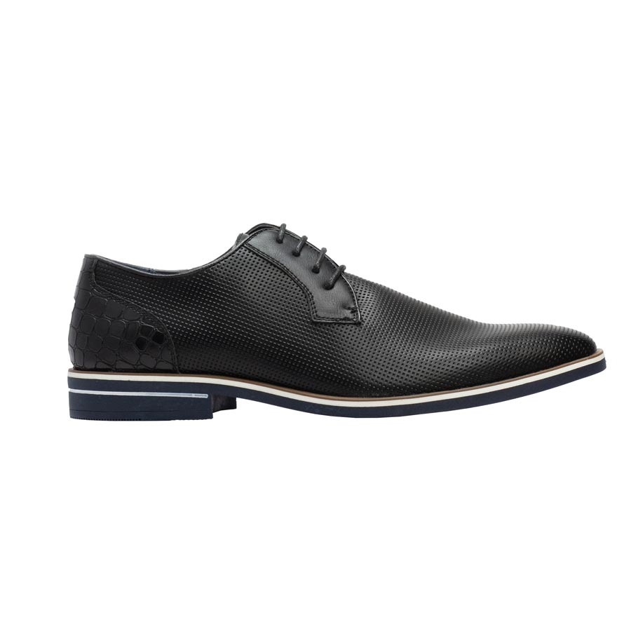 Ανδρικά loafers μονόχρωμα με κροκό λεπτομέρεια Μαύρο