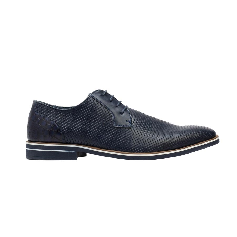 Ανδρικά loafers μονόχρωμα με κροκό λεπτομέρεια Navy