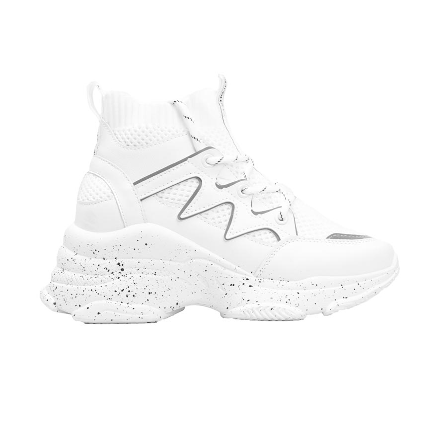 Γυναικεία sneakers ελαστικά με ανάγλυφα σχέδια Λευκό