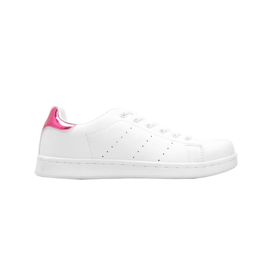 Γυναικεία sneakers μονόχρωμα Λευκό/Ροζ