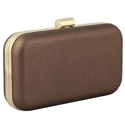 Φάκελοι clutch μονόχρωμοι με χρυσή αλυσίδα Μπρονζέ μπρονζέ