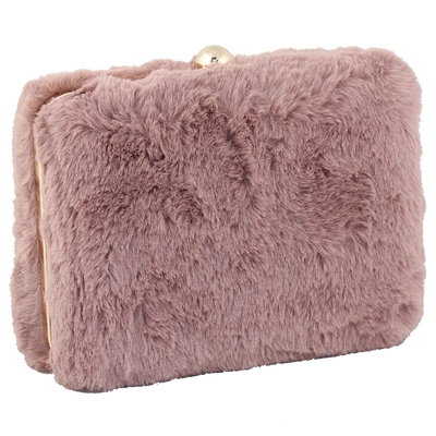 Φάκελοι clutch γούνινοι μονόχρωμοι Ροζ ροζ