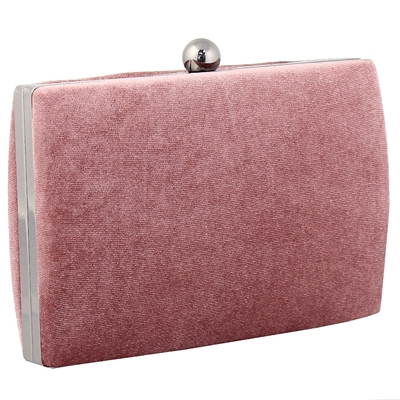 Φάκελοι clutch βελούδινοι με ασημένια αλυσίδα Ροζ ροζ